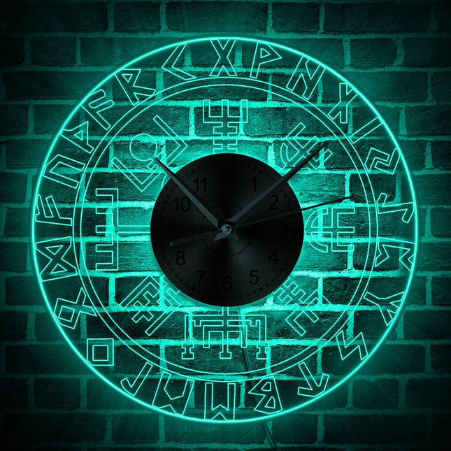 Reloj de pared luminoso runas vikingas