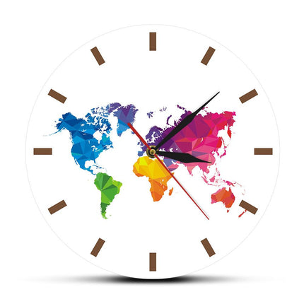 Reloj de pared mapamundi colorido