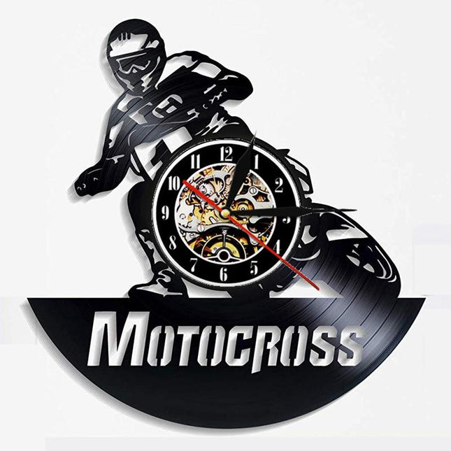 Reloj de pared disco vinilo motocross