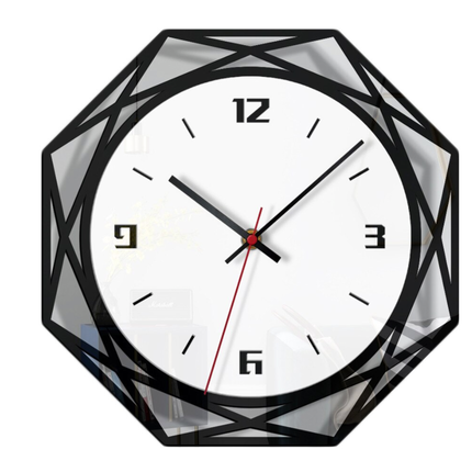 Reloj de pared geométrico blanco y negro