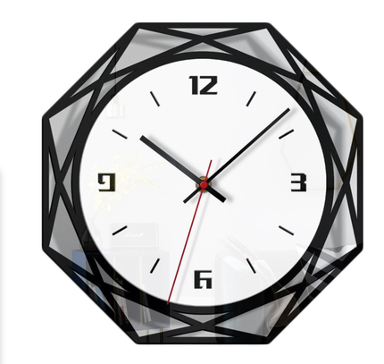 Reloj de pared geométrico blanco y negro