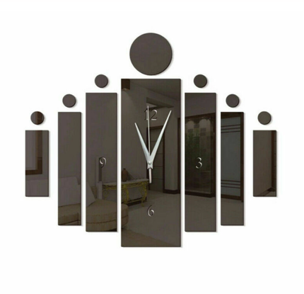 Reloj de pared adhesivo rectangular espejo