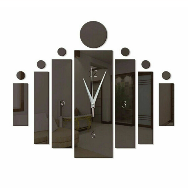 Reloj de pared adhesivo rectangular espejo