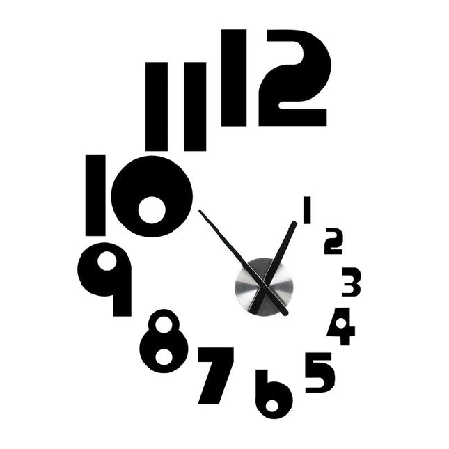 Reloj de pared adhesivo 3D negro