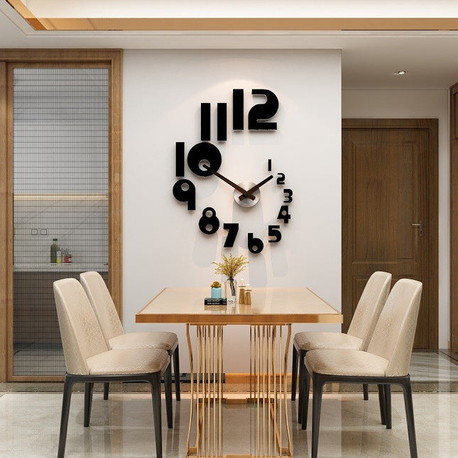 Reloj de pared adhesivo 3D negro