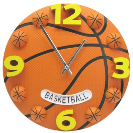 Reloj de pared infantil con forma baloncesto