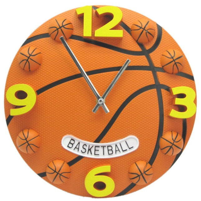 Reloj de pared infantil con forma baloncesto