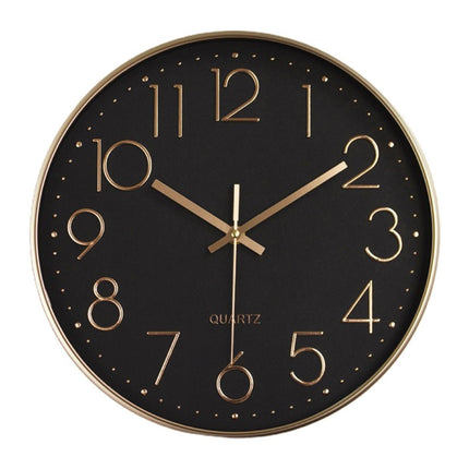 Reloj de pared moderno negro y dorado