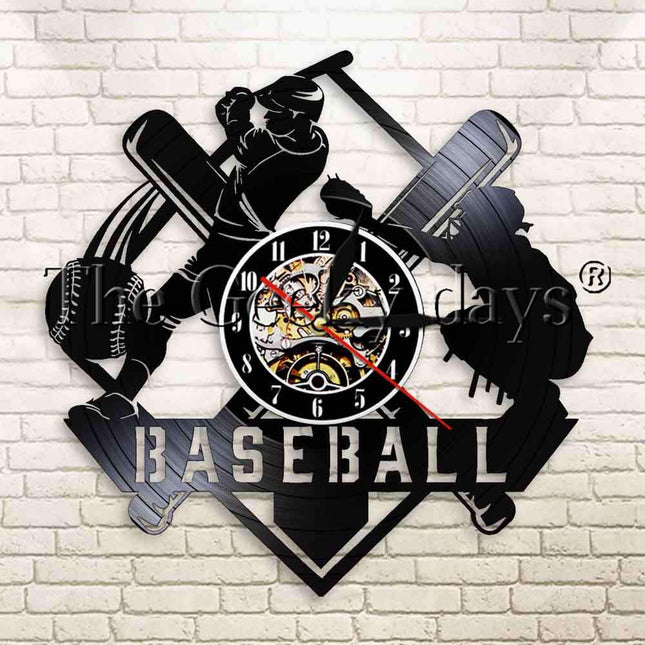 Reloj de pared de vinilo béisbol