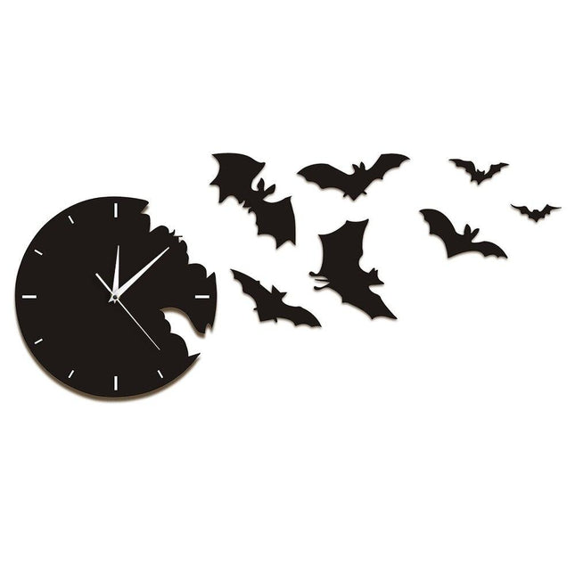 Reloj de pared con murciélagos decorativos