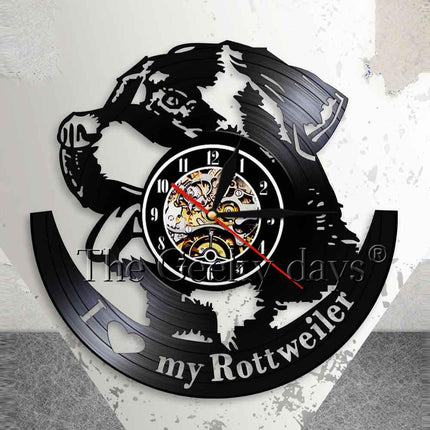 Reloj de vinilo perro raza Rottweiler