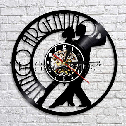 Reloj de vinilo pareja bailando tango