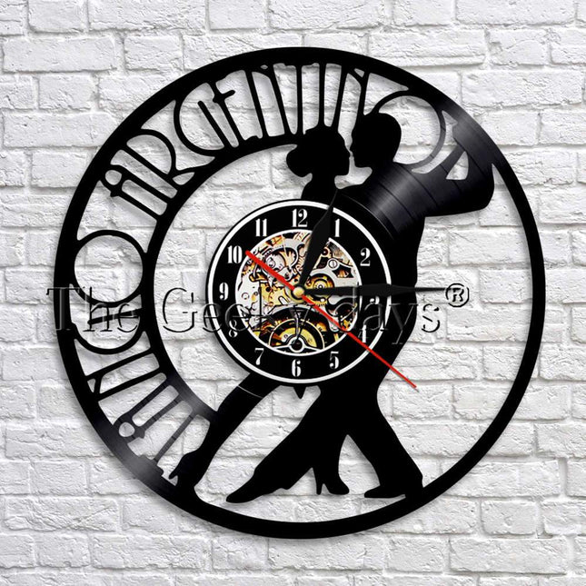 Reloj de vinilo pareja bailando tango