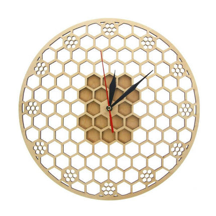 Reloj de pared madera diseño panal