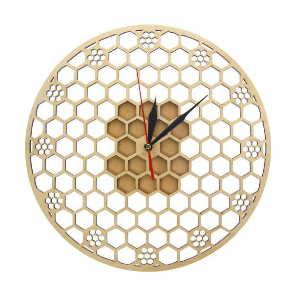 Reloj de pared madera diseño panal
