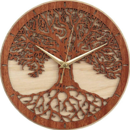 Reloj de pared madera tallada árbol