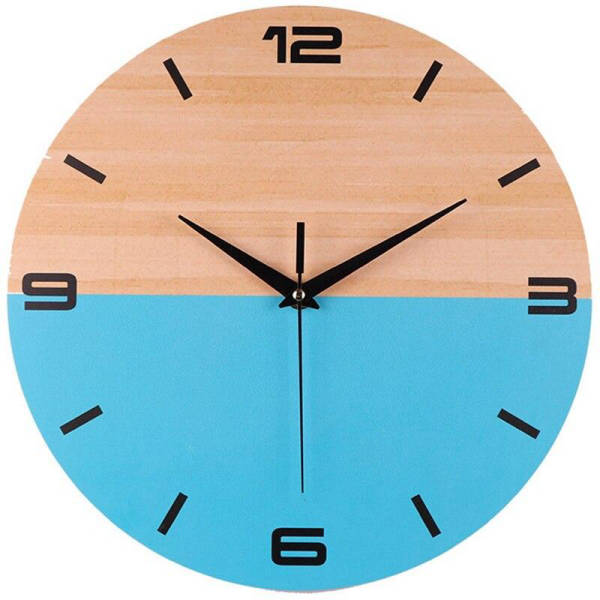 Reloj de pared moderno madera azul