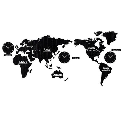 Reloj de pared mapa del mundo madera