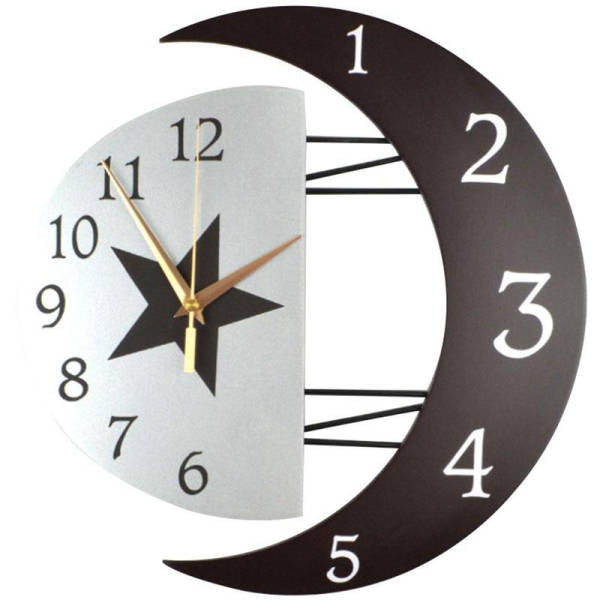 Reloj de pared madera forma luna