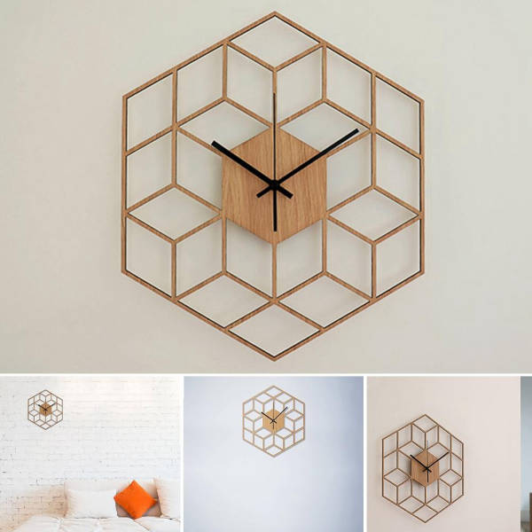 Reloj de pared geométrico efecto 3D