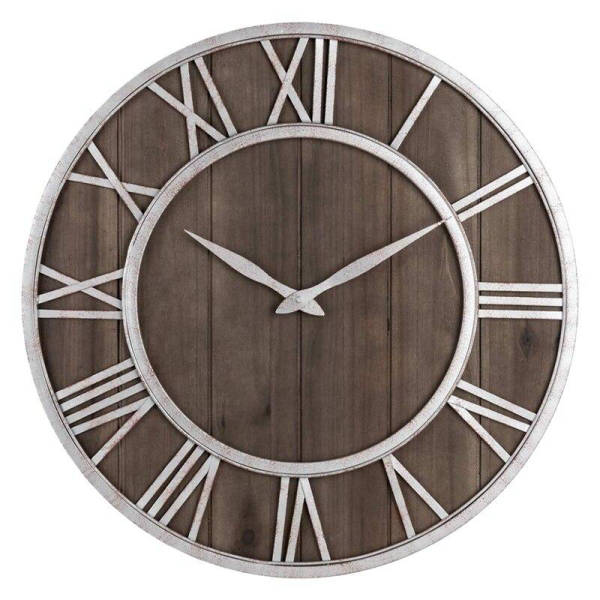 Reloj de pared industrial madera hierro