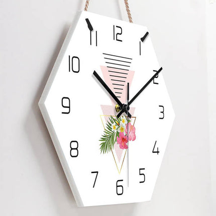 Reloj de pared hexagonal flores geométricas