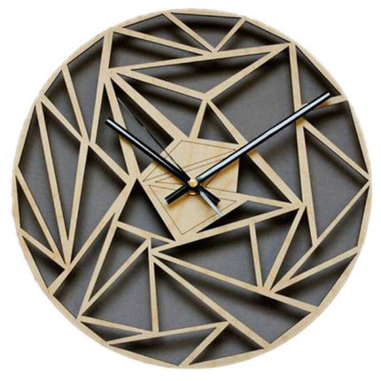 Reloj de pared geométrico madera gris