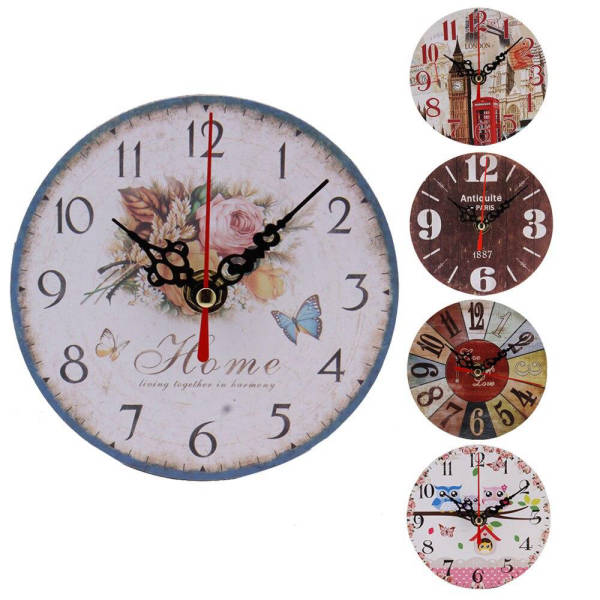 Reloj de pared madera estilo vintage