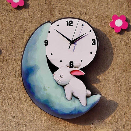 Reloj de pared infantil conejo luna