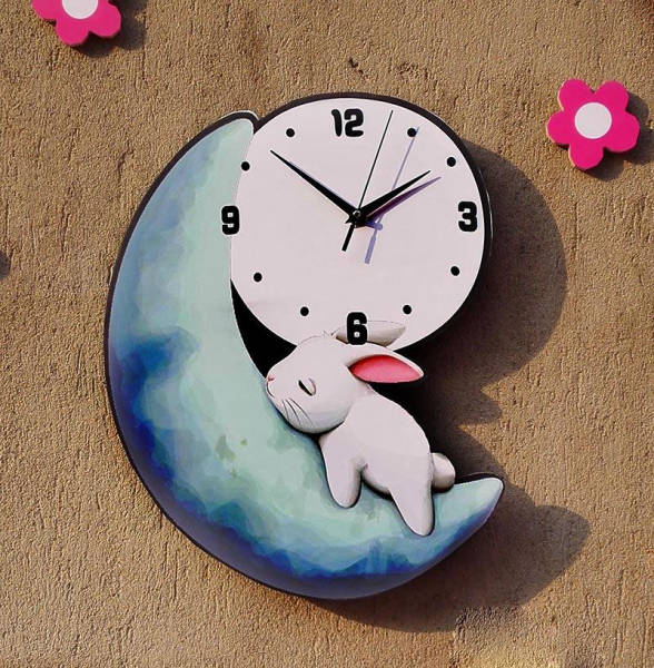 Reloj de pared infantil conejo luna