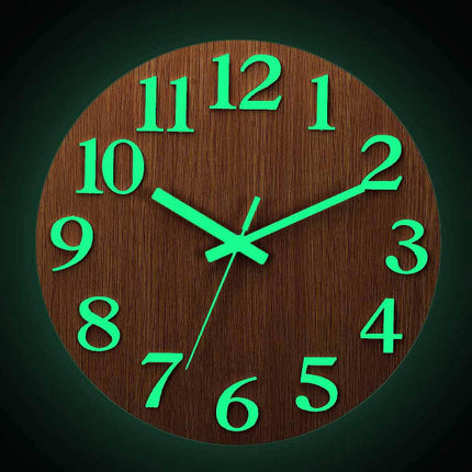 Reloj de pared madera números luminiscentes