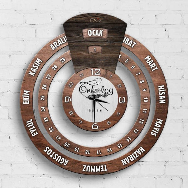 Reloj de pared calendario de madera