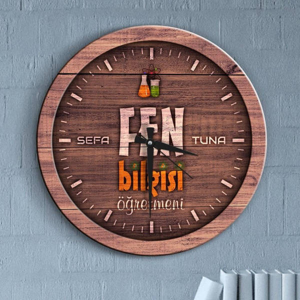 Reloj de pared madera naranja verde