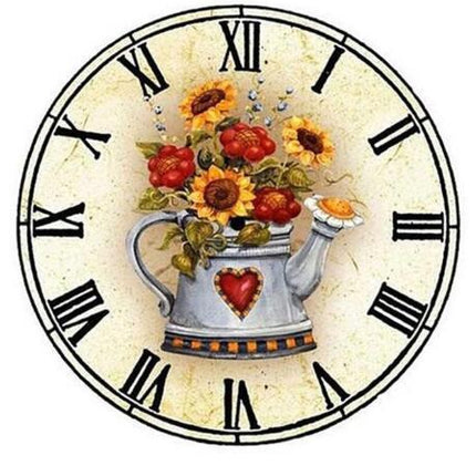 Reloj de pared rústico con flores