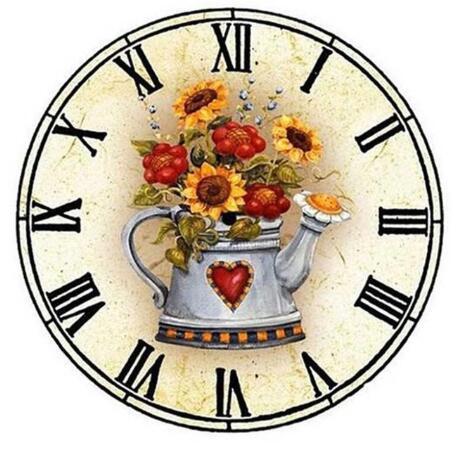 Reloj de pared rústico con flores