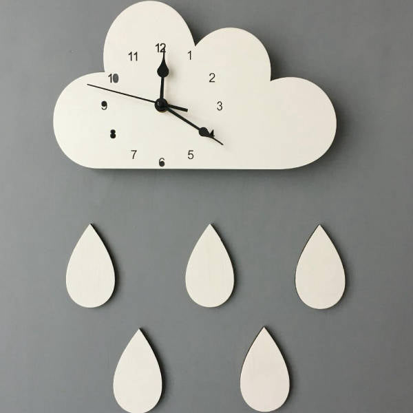 Reloj de pared decorativo nube gotas