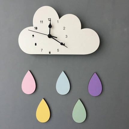 Reloj de pared nube gotas colores
