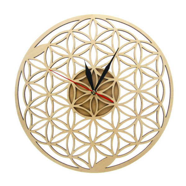 Reloj de pared madera Flor de la Vida