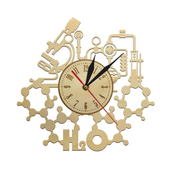 Reloj de pared de madera científico
