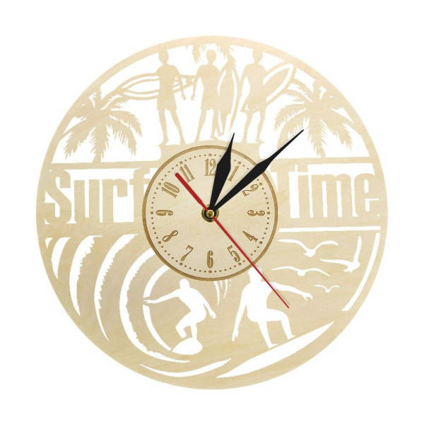 Reloj de pared madera tema surf