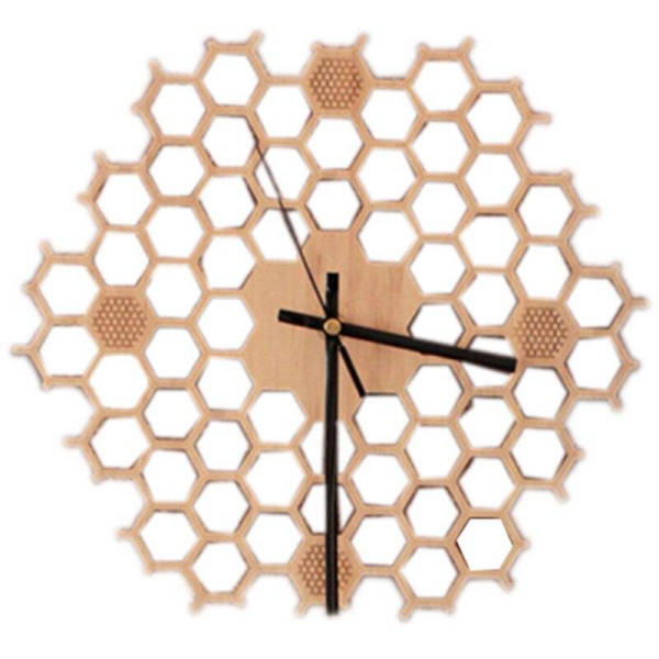 Reloj de pared madera panal abeja