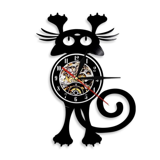 Reloj de pared vinilo silueta gato