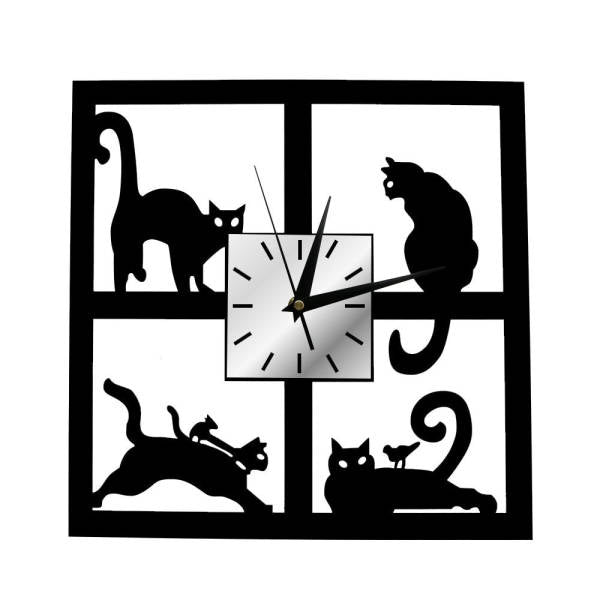 Reloj de pared cuadrado diseño gatos