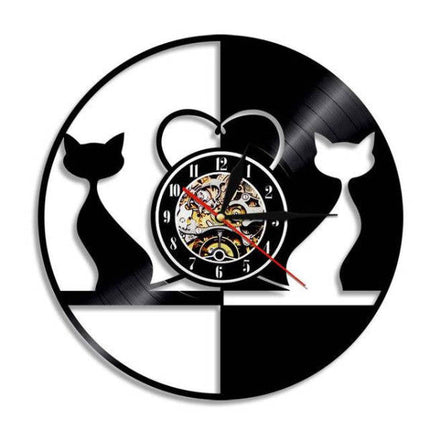 Reloj de pared vinilo diseño Gato