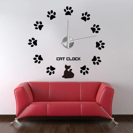 Reloj de pared 3D huellas gato