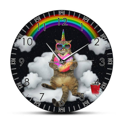 Reloj de pared divertido gato unicornio