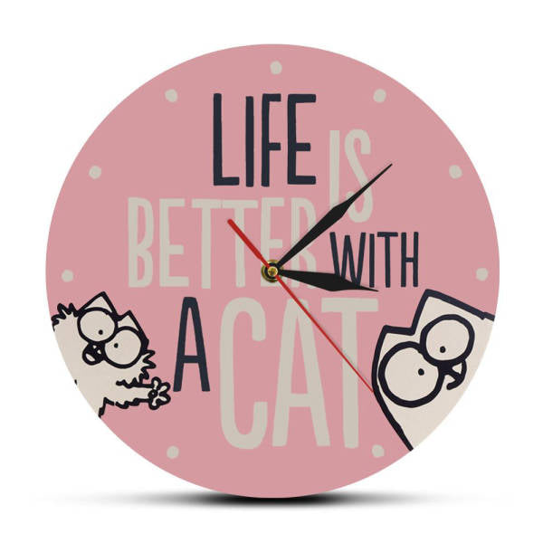 Reloj de pared con frase gatos