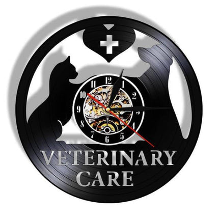 Reloj de vinilo veterinaria Gato perro
