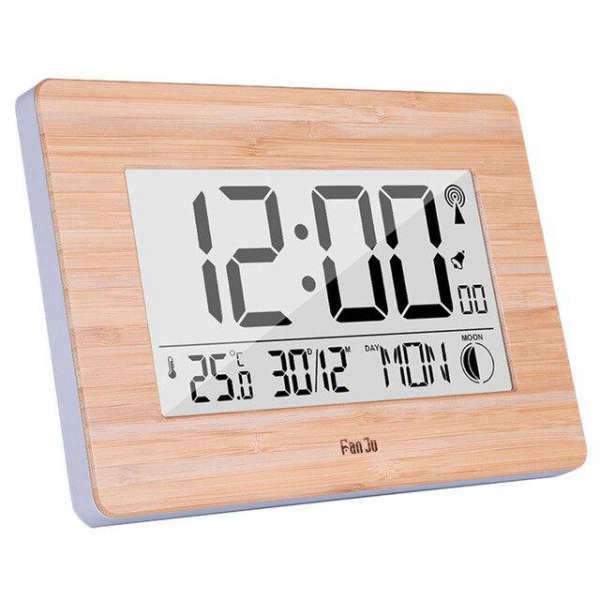 Reloj digital sobremesa con acabado madera