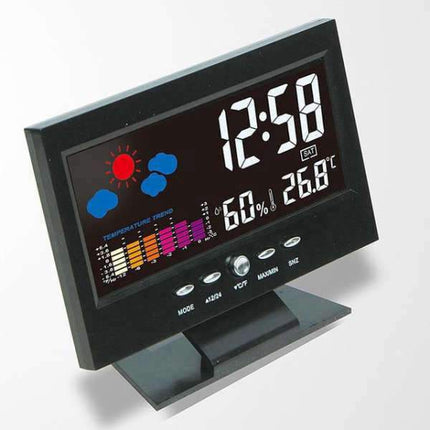 Estación meteorológica con reloj despertador digital